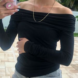 Black off the shoulder shirt